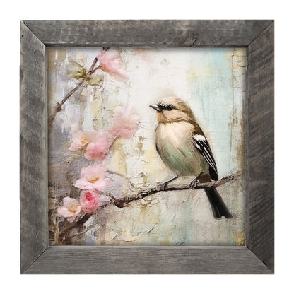Small bird on branch - Framed Art