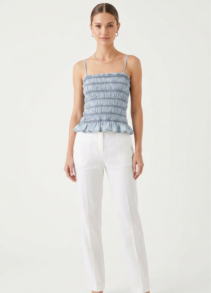 Smocked Chambray Top