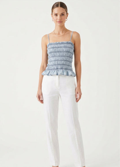 Smocked Chambray Top