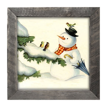 Snowman with birds