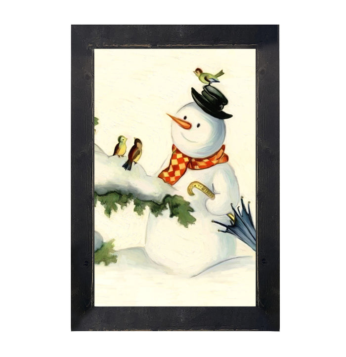 Snowman with birds
