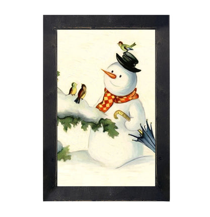 Snowman with birds