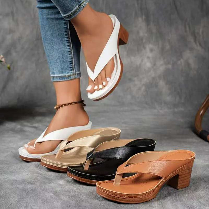 Sofia square-heel wedge slide sandals