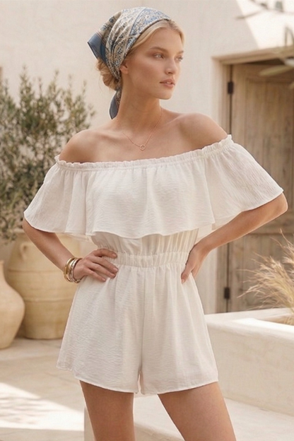 Solid Off Shoulder Romper