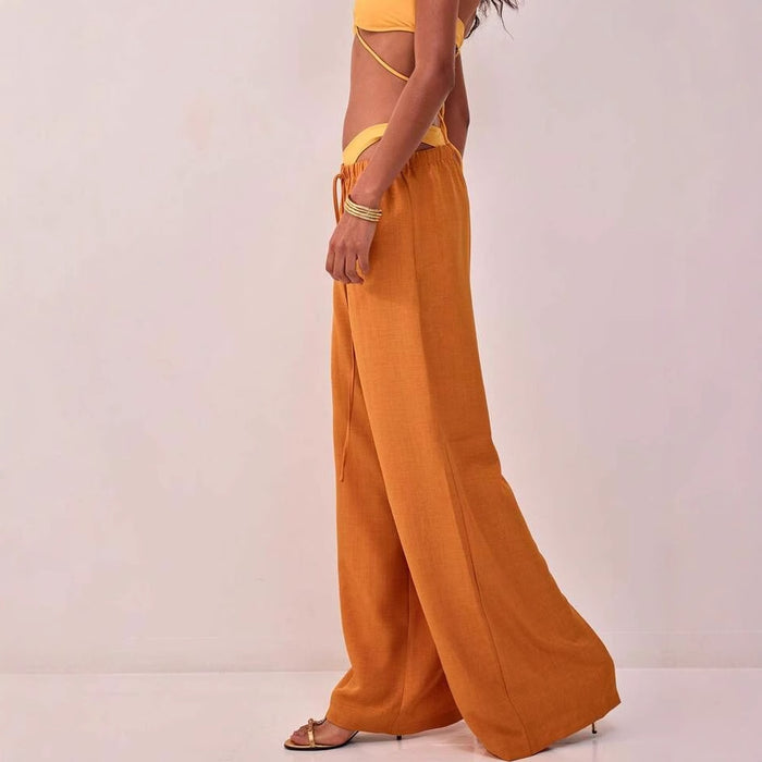 Sophia high-waist wide-leg trousers with elastic waistband