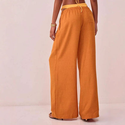 Sophia high-waist wide-leg trousers with elastic waistband
