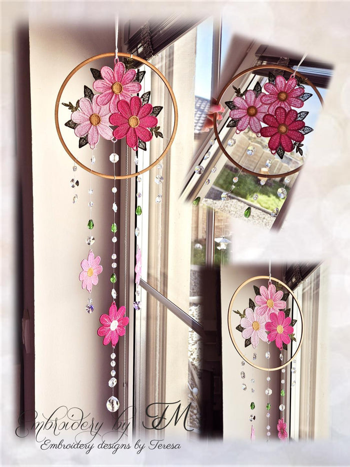 Sun catcher flowers/ 8x8 and 5x7 hoop