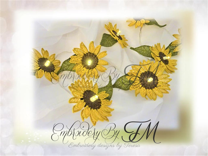 Sunflowers Lights  / 4x4 hoop