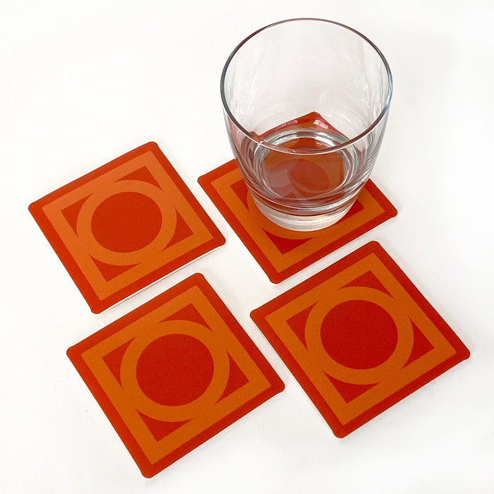 Sunmor Square Vinyl Coaster Set of 8 - Orange - Destination PSP