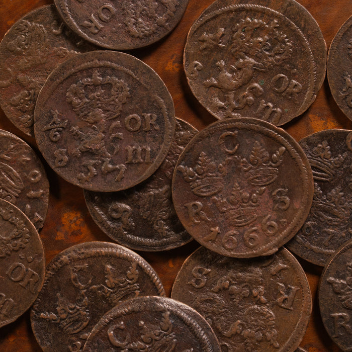 Sweden, King Karl XI, ⅙ Öre Silvermynt - 1666 to 1686 CE - Swedish Empire