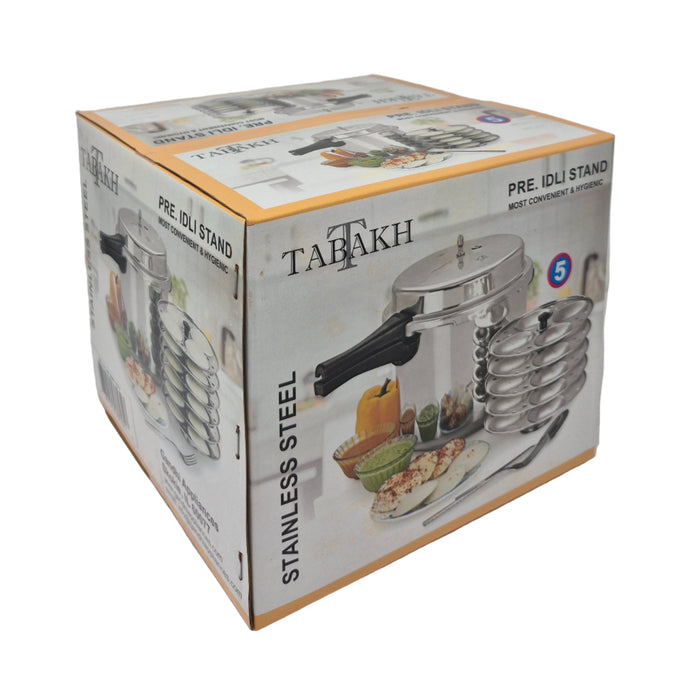 TABAKH Stainless Steel 5-Rack Idli Stand, Makes 20 Idlys