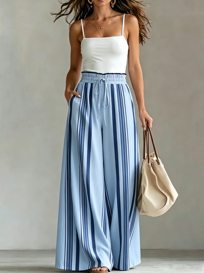 Tessa™ Striped Drawstring Wide-Leg Pants
