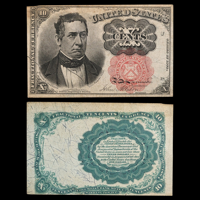 U.S. Fractional Currency, 10¢ Note, Fifth Issue (Red Seal) - 1874 to 1876 CE - United States of America
