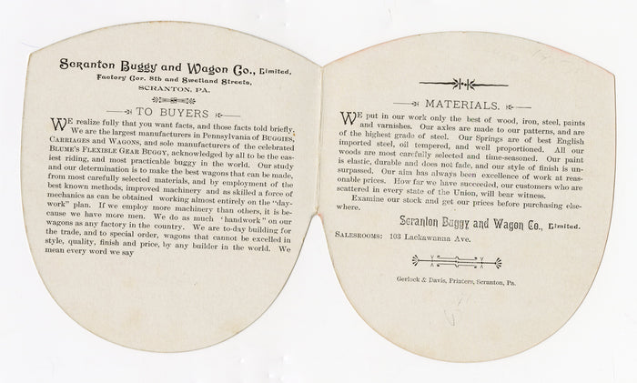 Victorian Scranton Buggy & Wagon Co. Die-Cut Trade Card Booklet