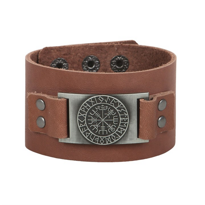 Viking Compass Leather Cuff Bracelet 🇬🇧