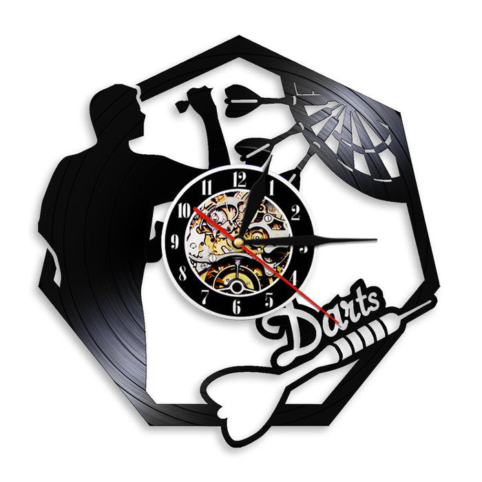 Wall Art Vinyl Clock Nightclub Bar Darts Game Record Wall Clock Modern 🇨🇳