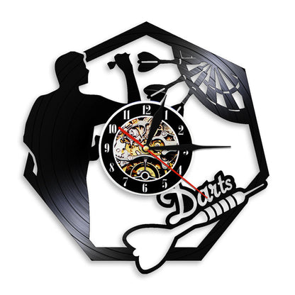 Wall Art Vinyl Clock Nightclub Bar Darts Game Record Wall Clock Modern 🇨🇳