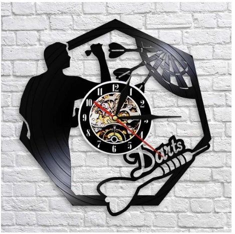 Wall Art Vinyl Clock Nightclub Bar Darts Game Record Wall Clock Modern 🇨🇳
