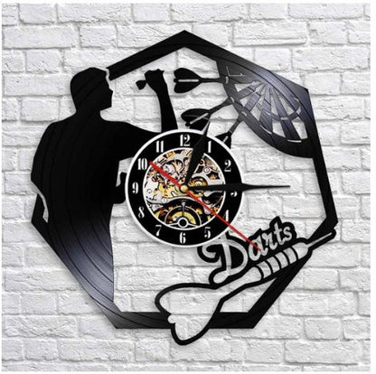 Wall Art Vinyl Clock Nightclub Bar Darts Game Record Wall Clock Modern 🇨🇳