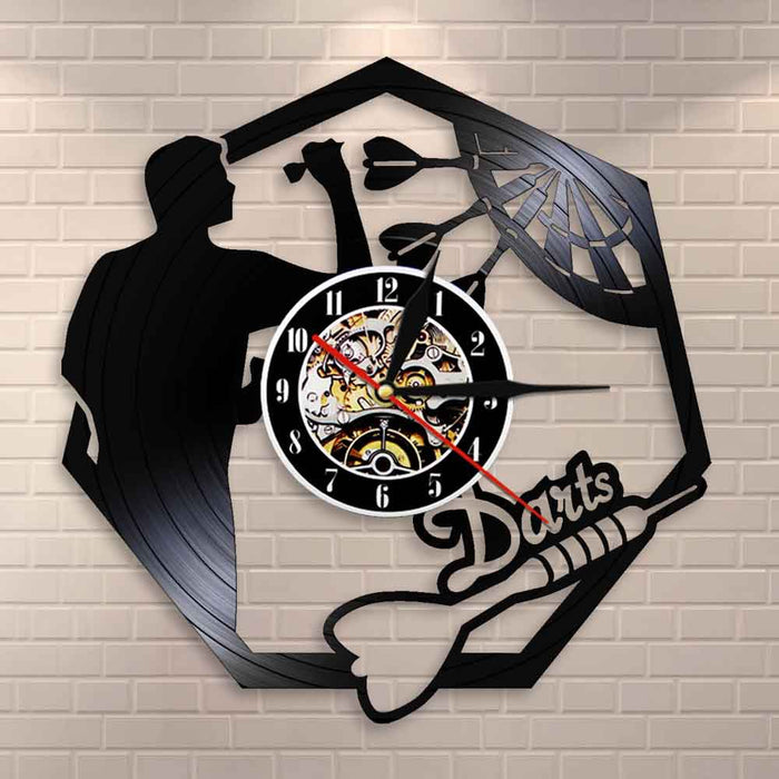 Wall Art Vinyl Clock Nightclub Bar Darts Game Record Wall Clock Modern 🇨🇳