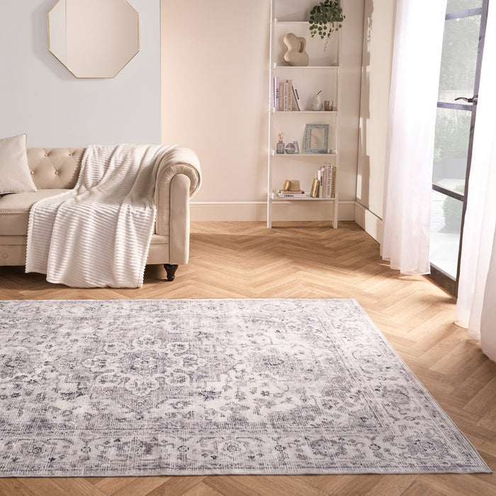 Washable Vintage Printed Rug - Pink 🇬🇧