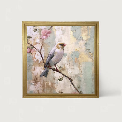 White bird with blue wings - Framed Art