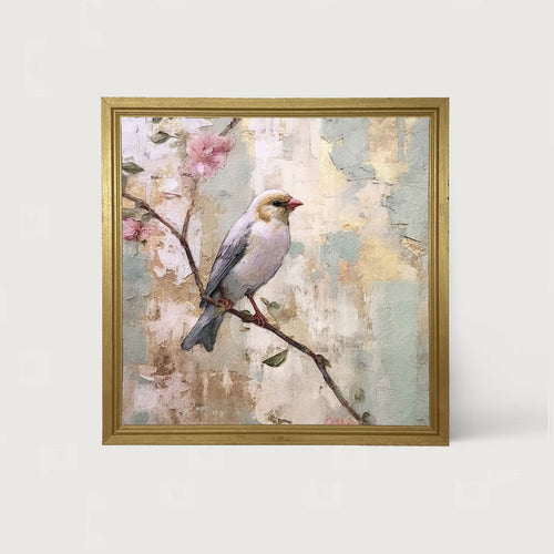 White bird with blue wings - Framed Art