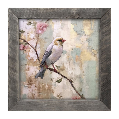 White bird with blue wings - Framed Art