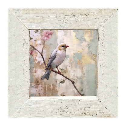 White bird with blue wings - Framed Art