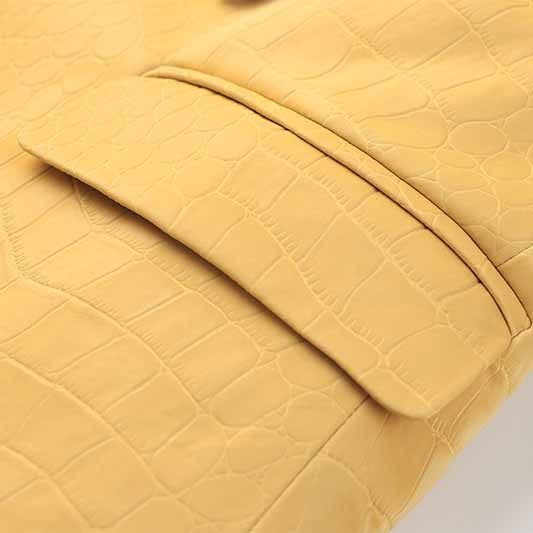 Women Velvet Yellow Double Breasted Blazer Gold Buttons Jacket