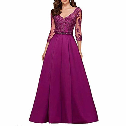 Women's A-Line Floral Lace Bridesmaid Dress Prom Party Dress