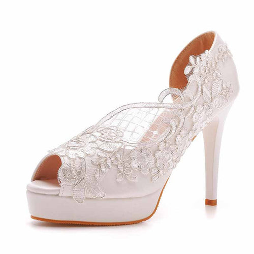 Womens Open Toe Lace Wedding Shoes Bridal Platform Sandals