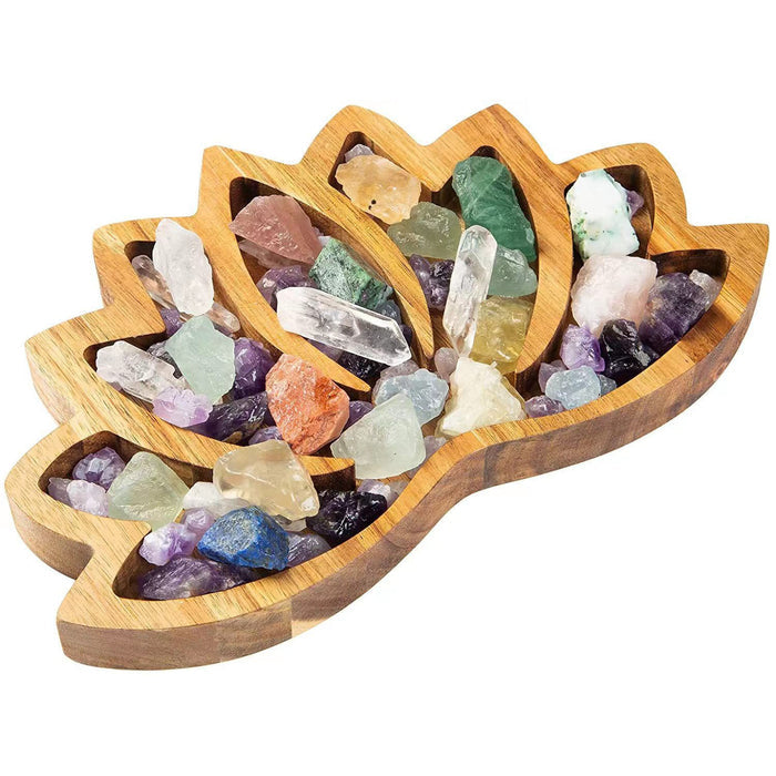 Wooden Crystal Stone Lotus Shape Tray 🇨🇳