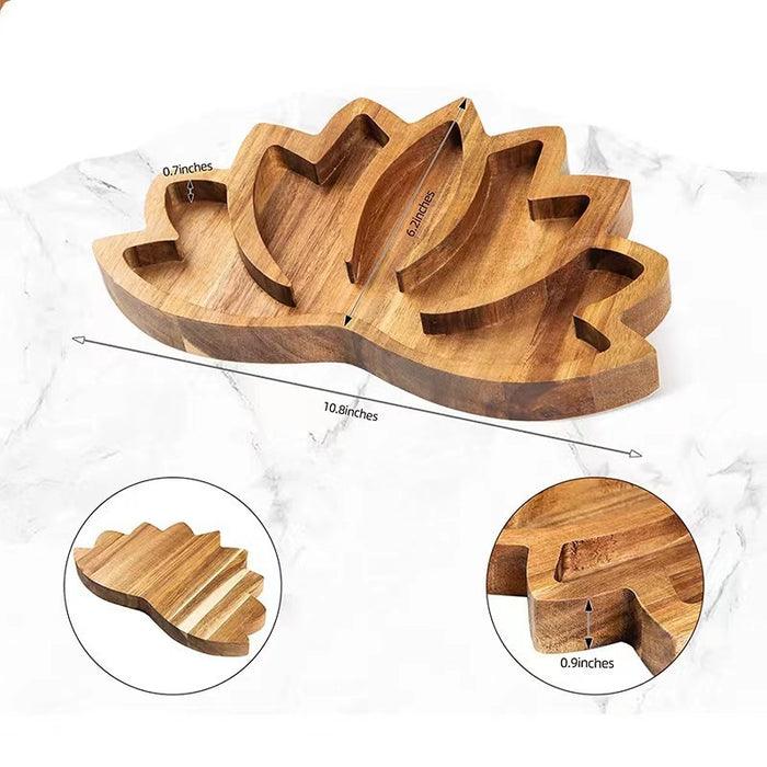 Wooden Crystal Stone Lotus Shape Tray 🇨🇳