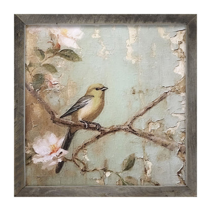 Yellow bird on branch